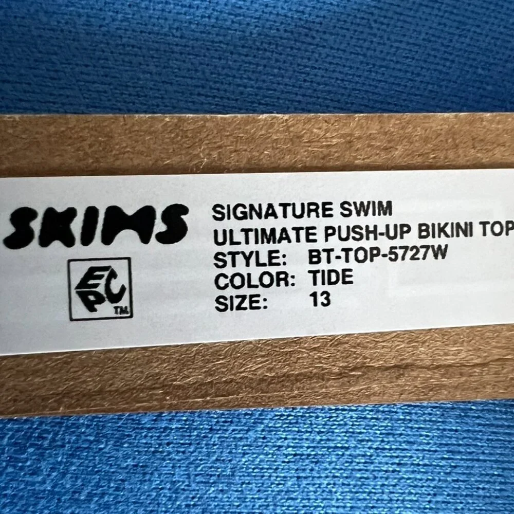 SKIMS NEW Signature Swim Ultimate Push-Up Bikini Top In Tide Size 13/L